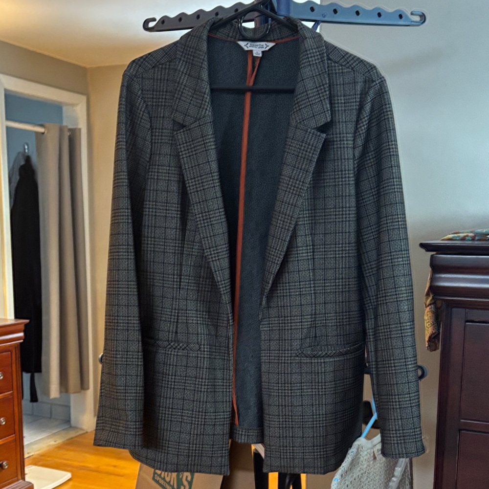 Brown and Black Plaid Blazer